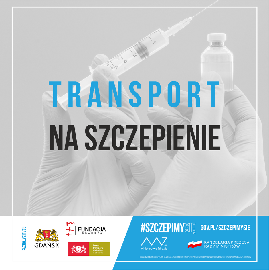 grafika akcji transport na szczepienie przedstawiająca szczypionkę